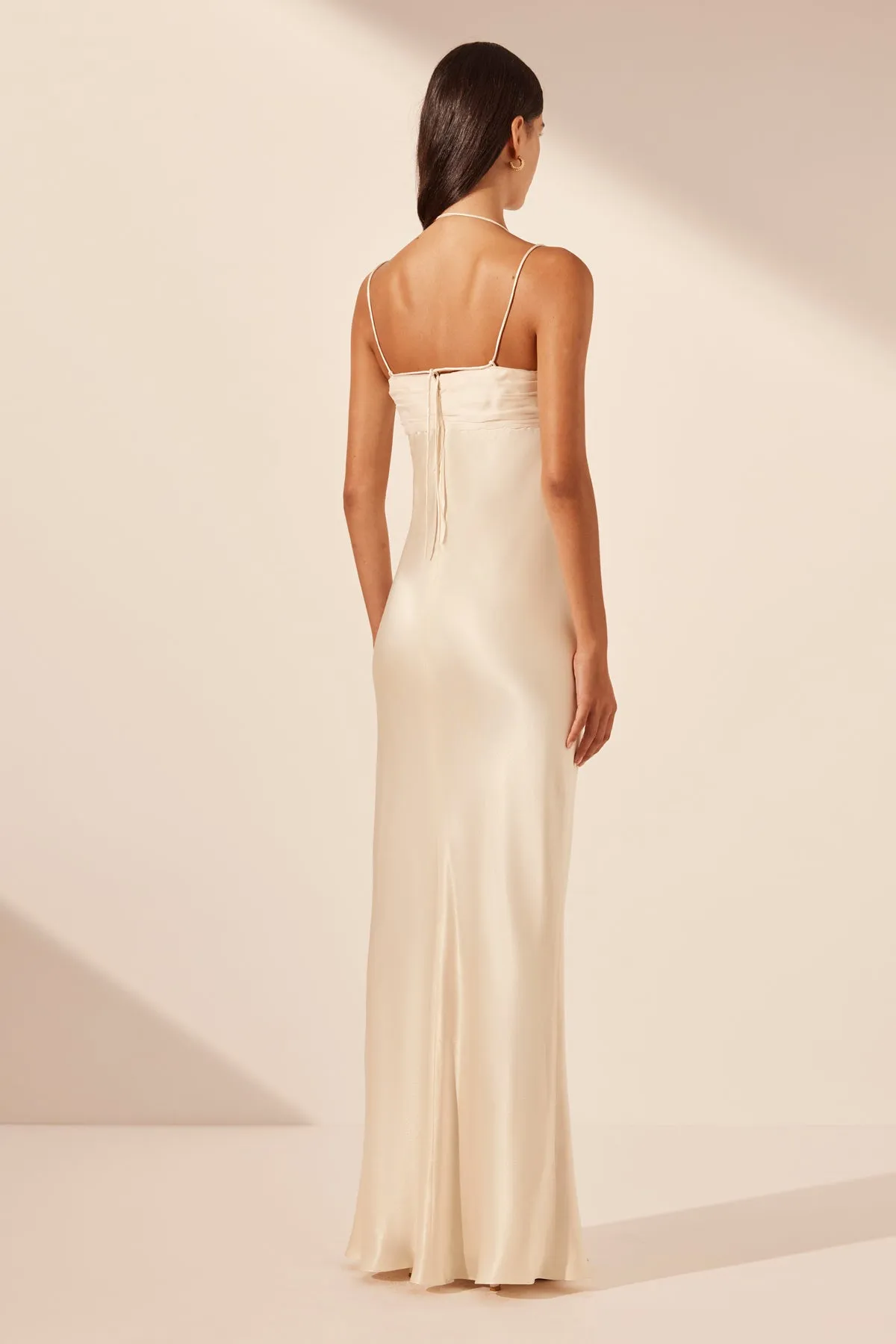 LA LUNE RUCHED TIE MAXI DRESS - CREAM