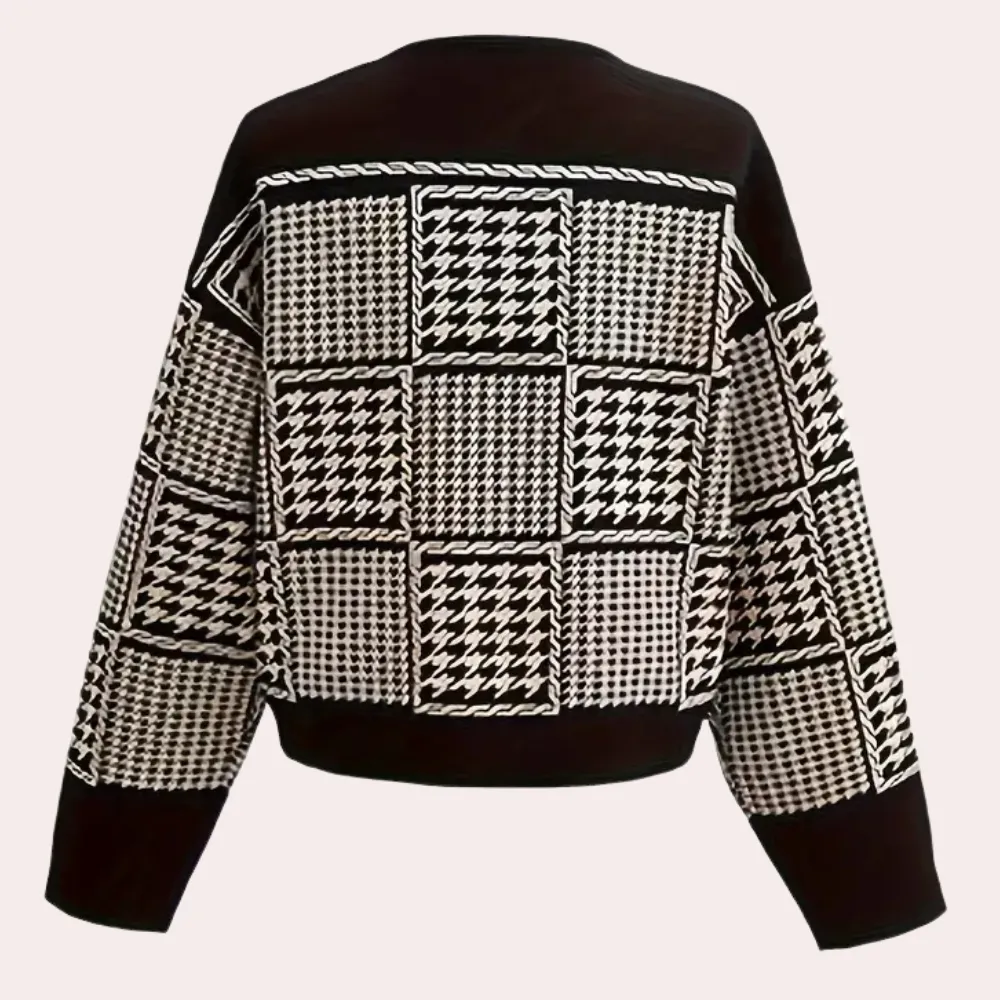 LAVINA - Houndstooth Cardigan til Kvinder