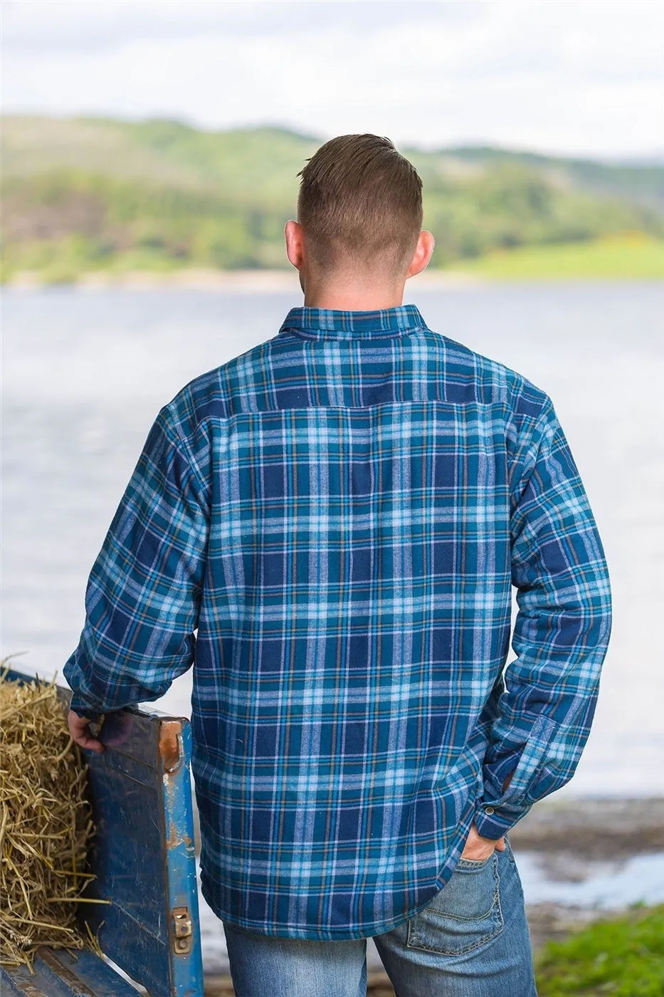 Lee Valley Flannel Fleece Lined Shirt - Blue Navy Checkered