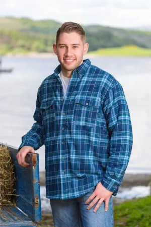 Lee Valley Flannel Fleece Lined Shirt - Blue Navy Checkered