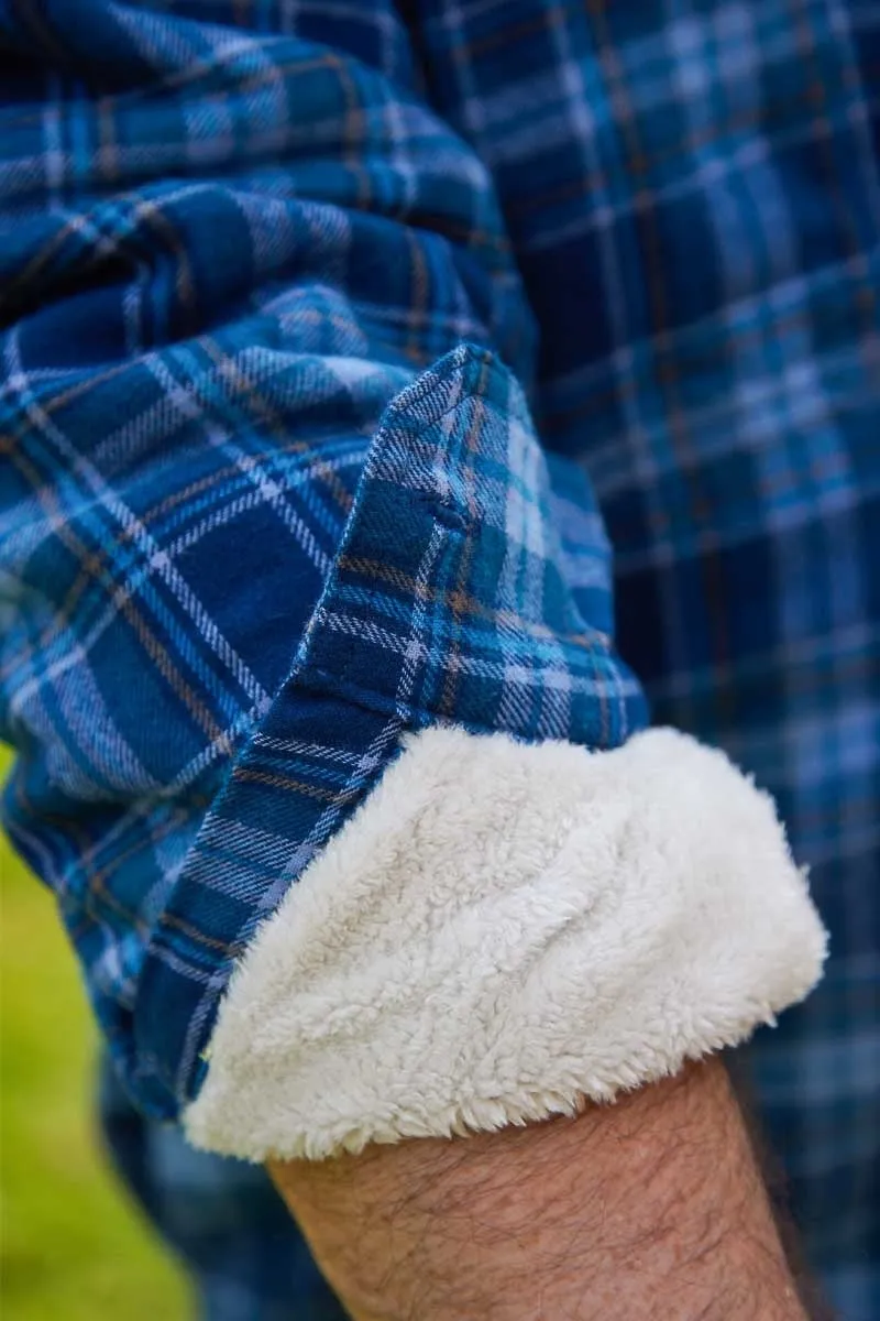 Lee Valley Flannel Fleece Lined Shirt - Blue Navy Checkered