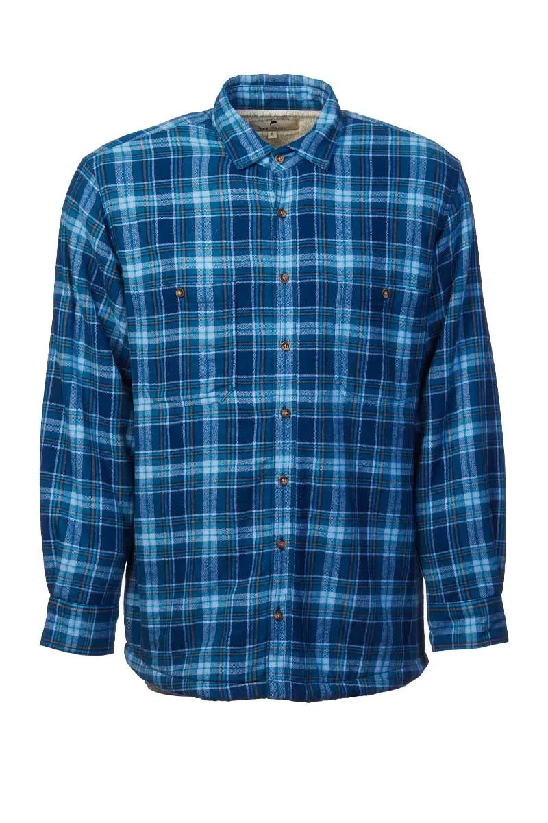 Lee Valley Flannel Fleece Lined Shirt - Blue Navy Checkered