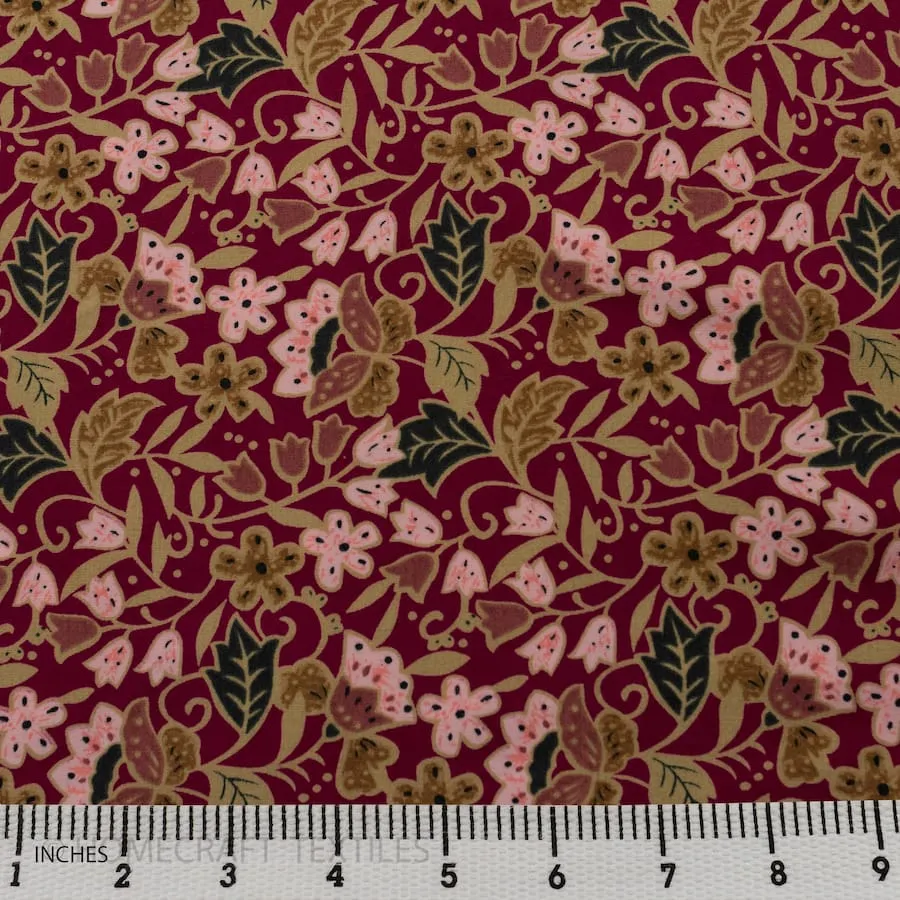 Maroon Rich Floral Cotton Print