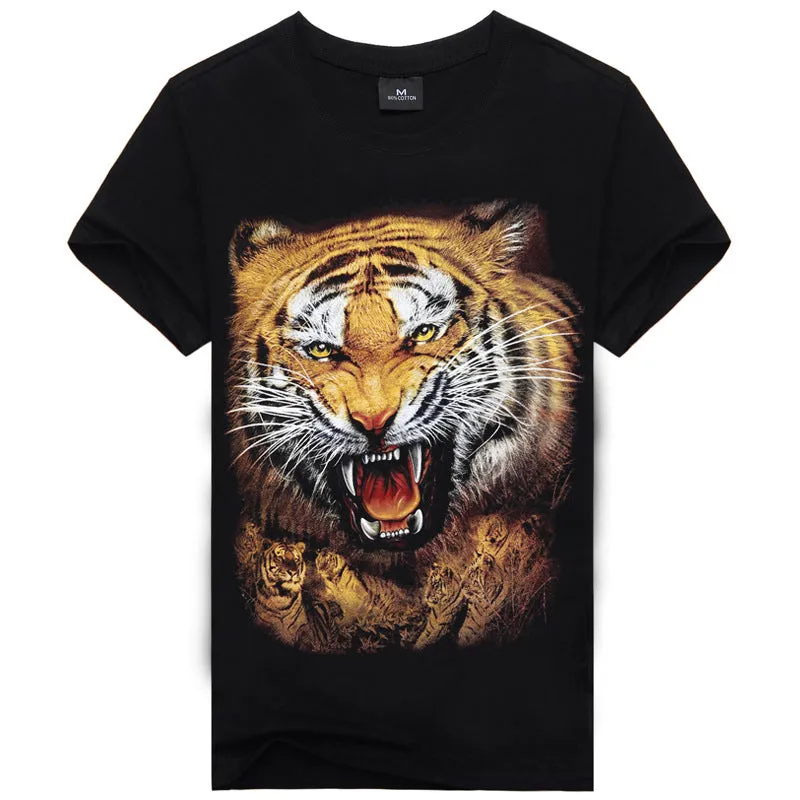 Men T-shirt 3d Print Nightmare Tiger Short-Sleeved