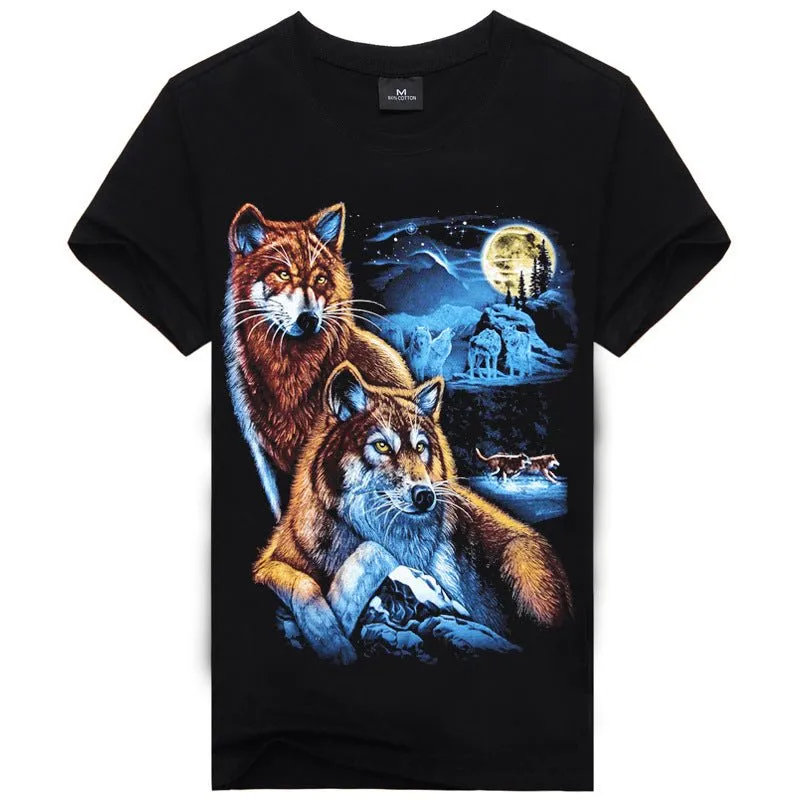 Men T-shirt 3d Print Nightmare Tiger Short-Sleeved