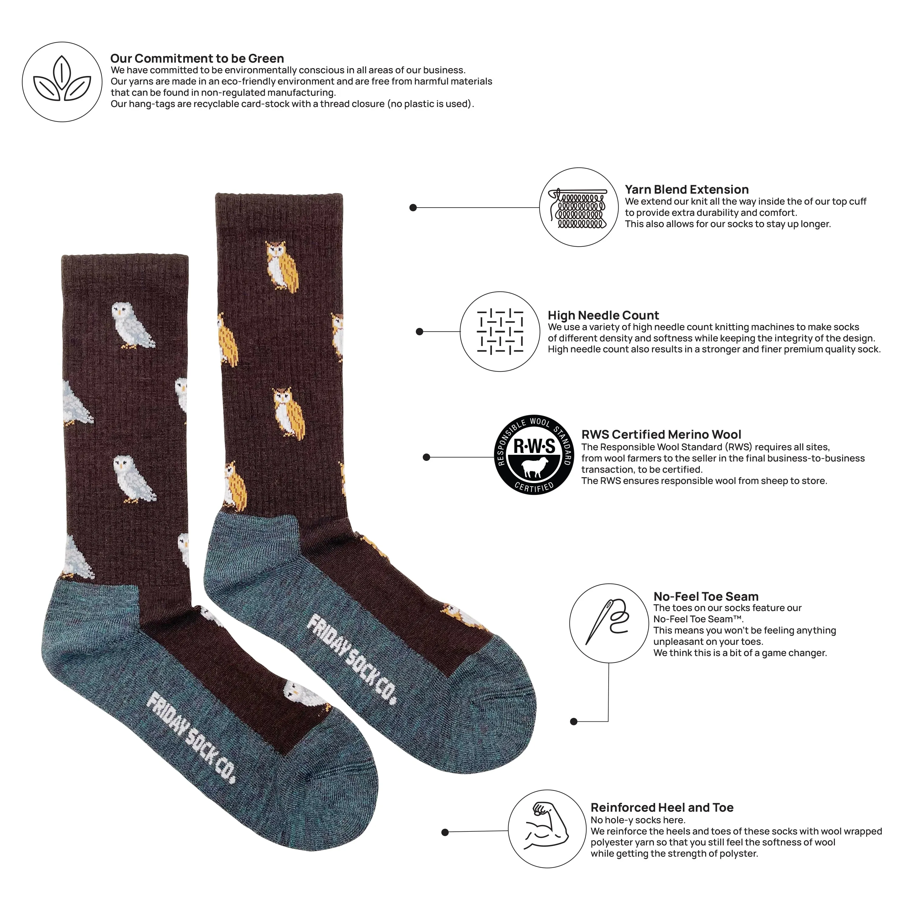 Men's Owl Merino Wool Socks