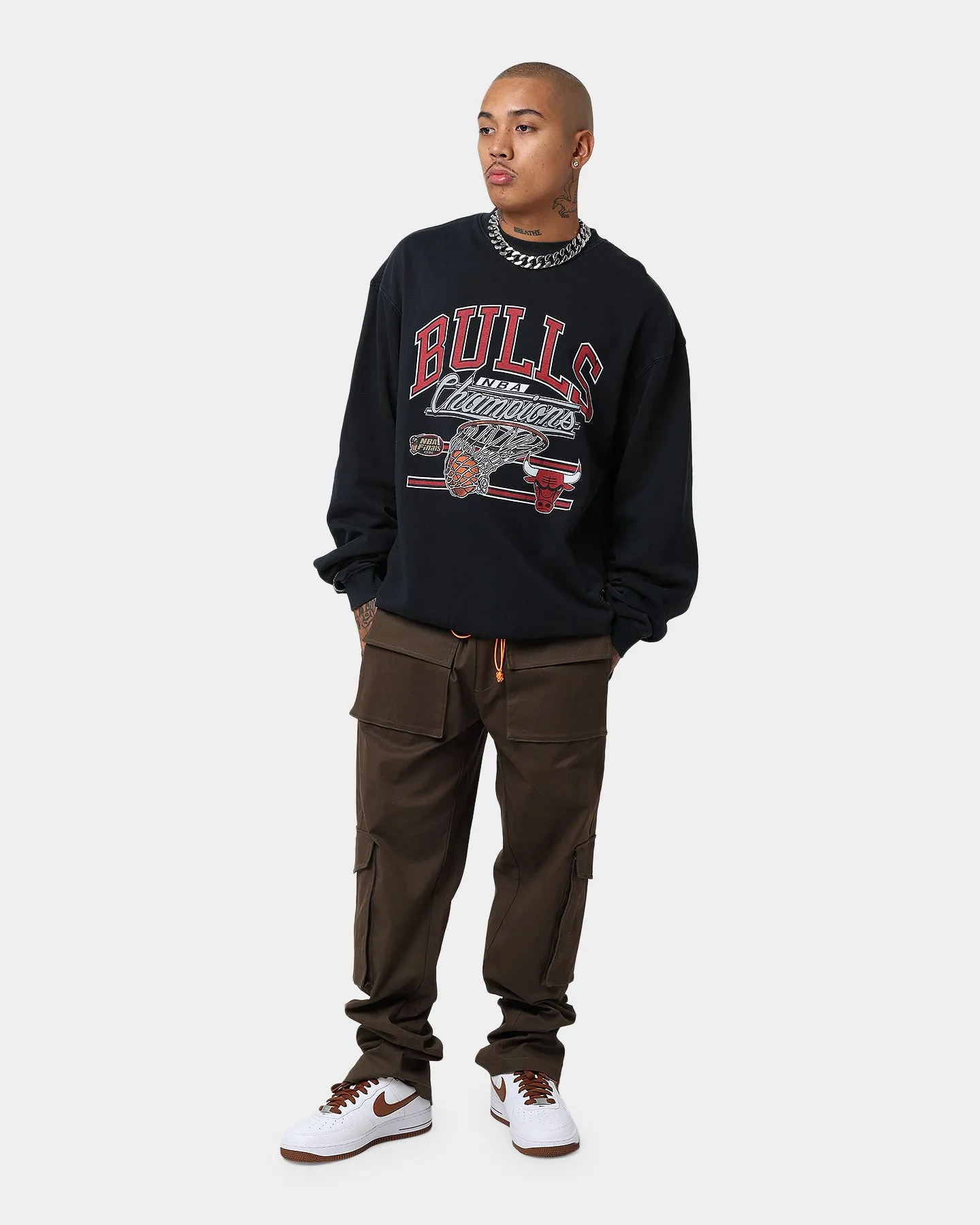 Mitchell & Ness Chicago Bulls Hoop Crewneck Faded Black