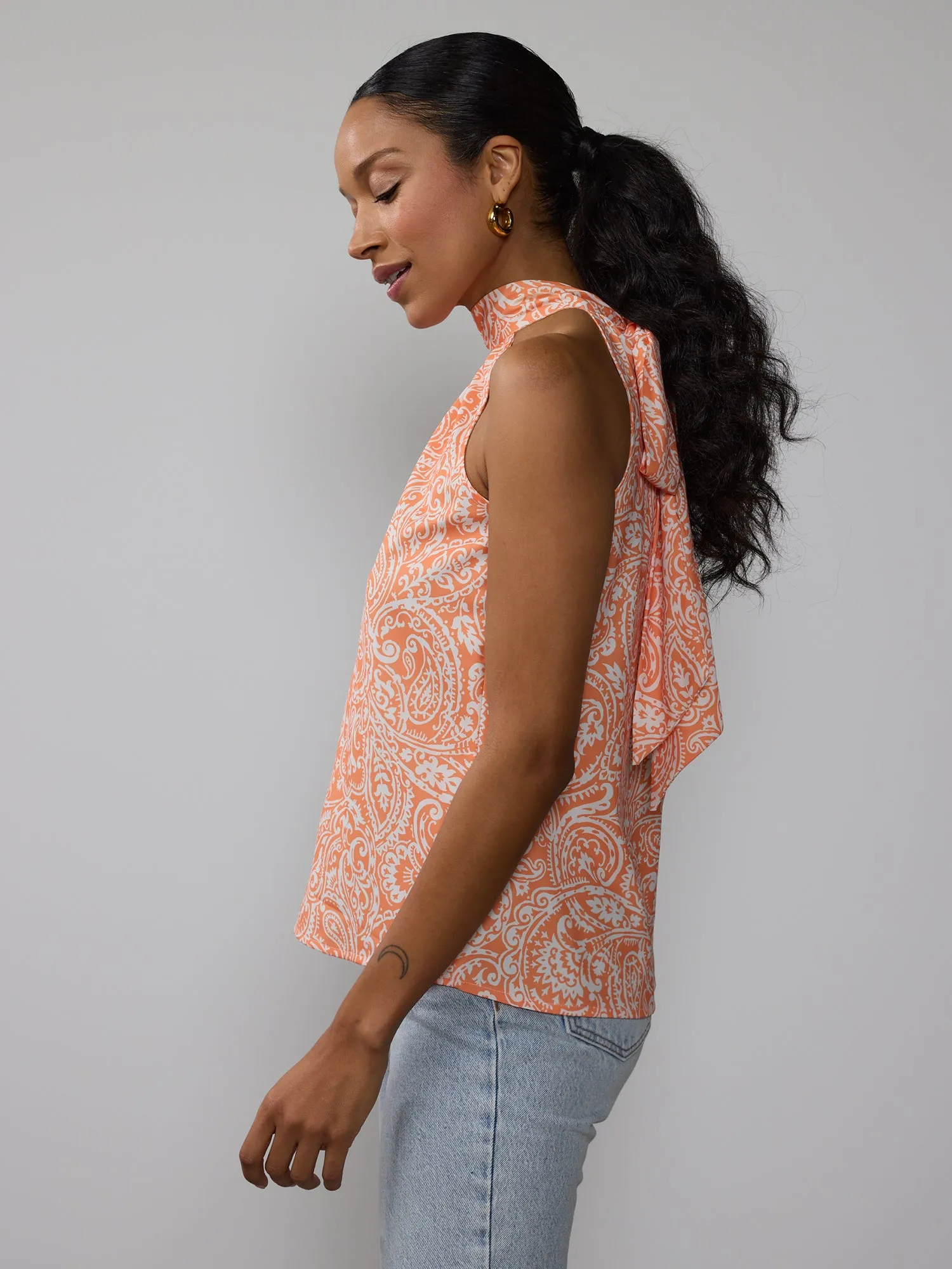 Paisley Halter Tie Back Top