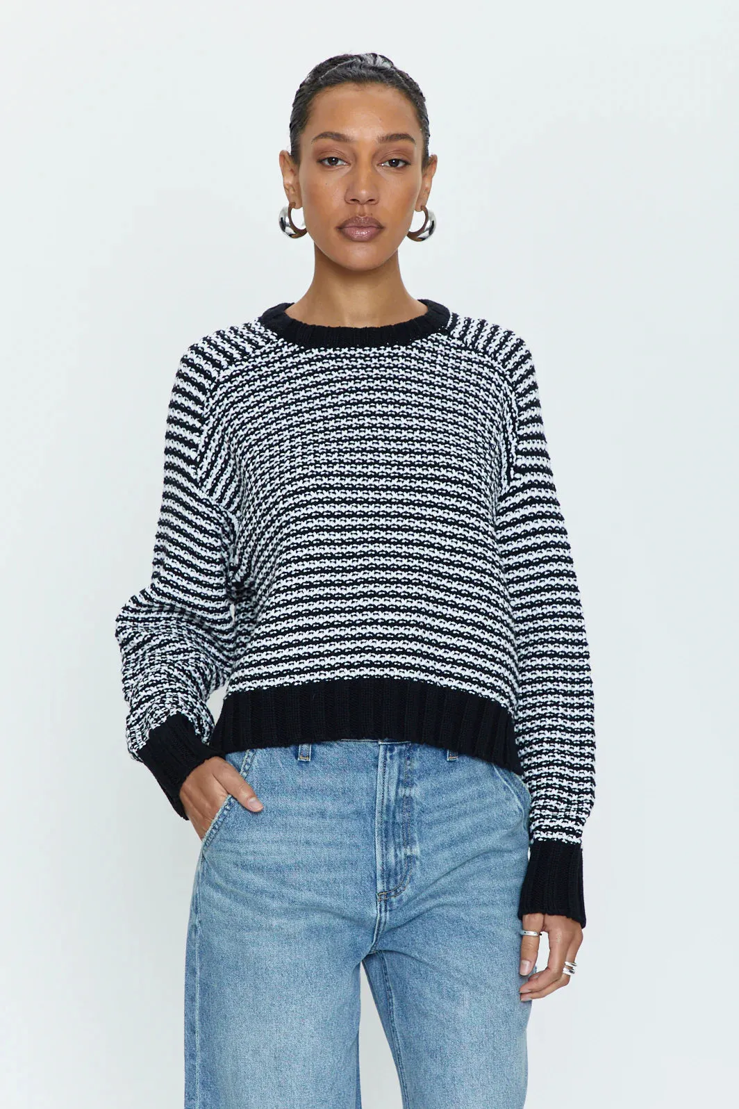 PIS Adina Every Day Stripe Sweater in Midnight White