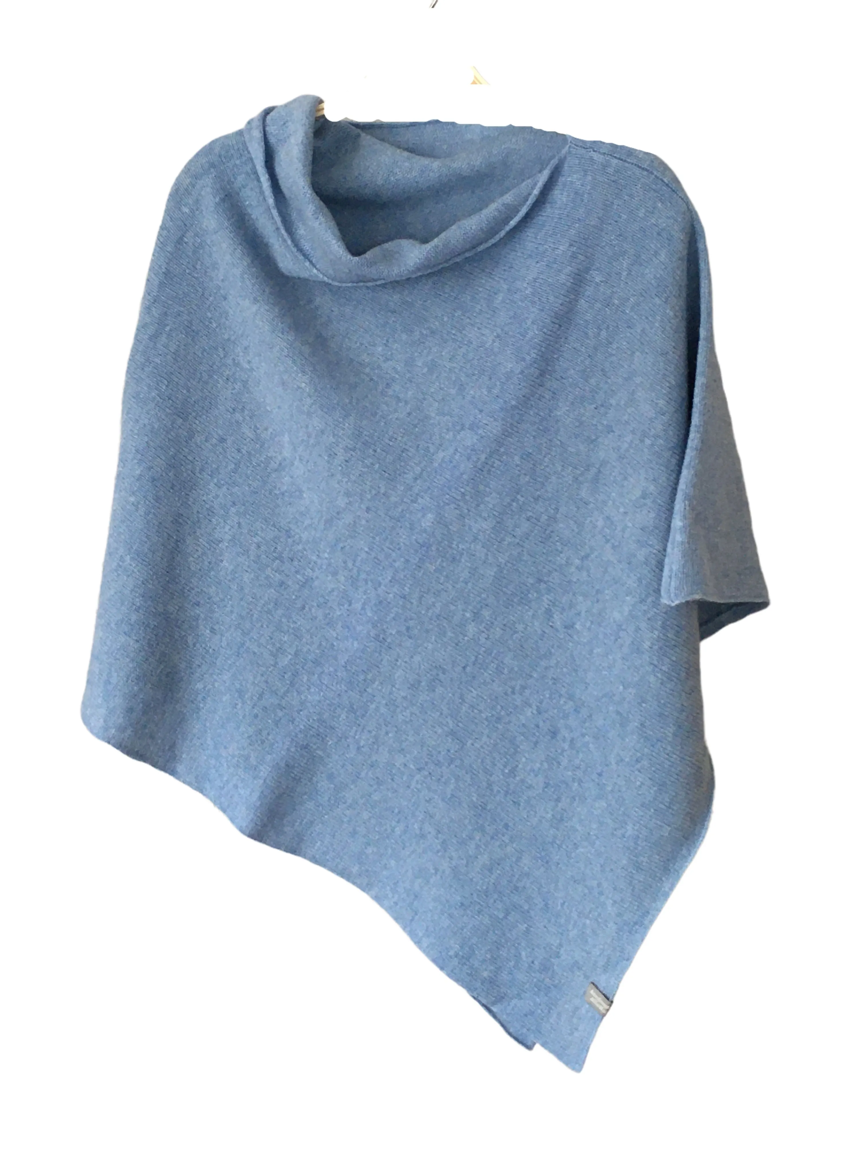 Poncho soft merino lambswool sky blue