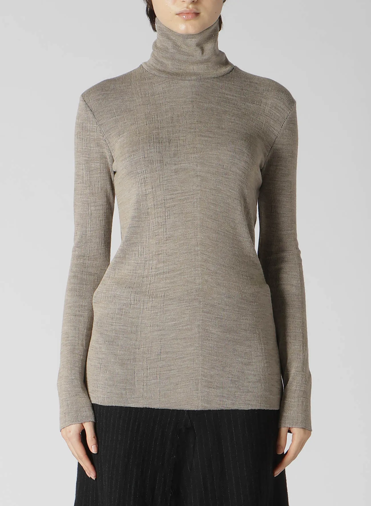 REVERSED RIB HIGHNECK LONG SLEEVE T