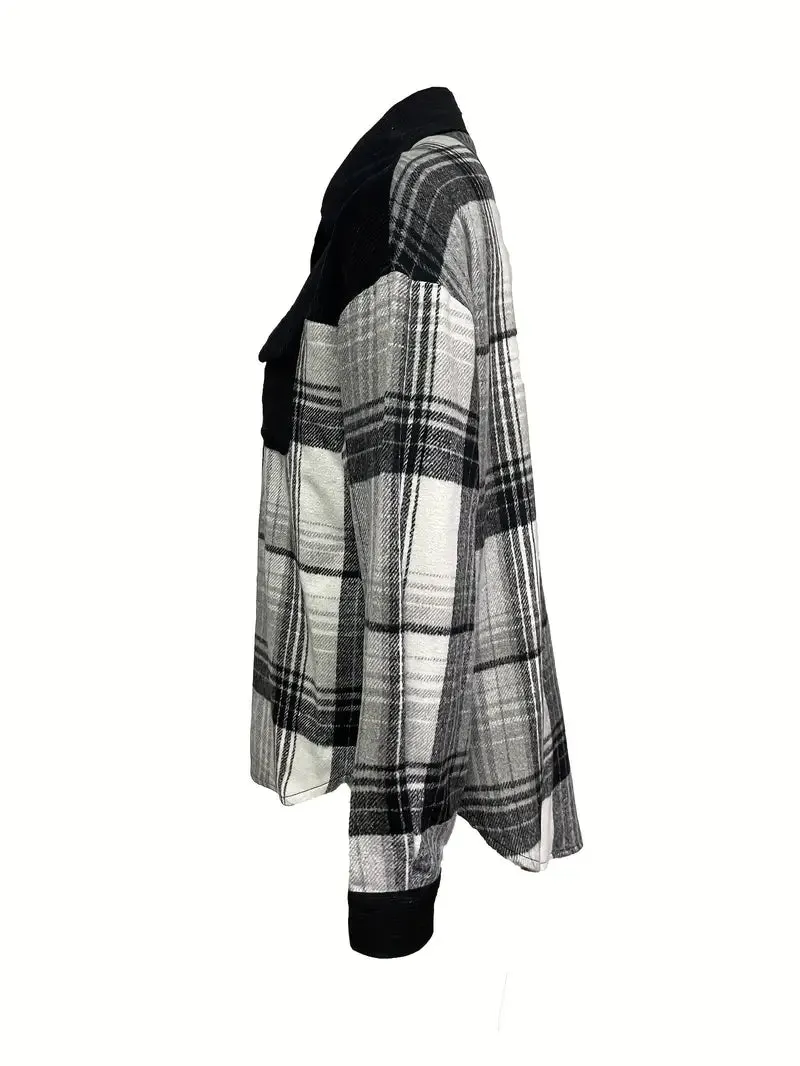 RITA™ - PLAID PRINT DROP SHOULDER JACKET