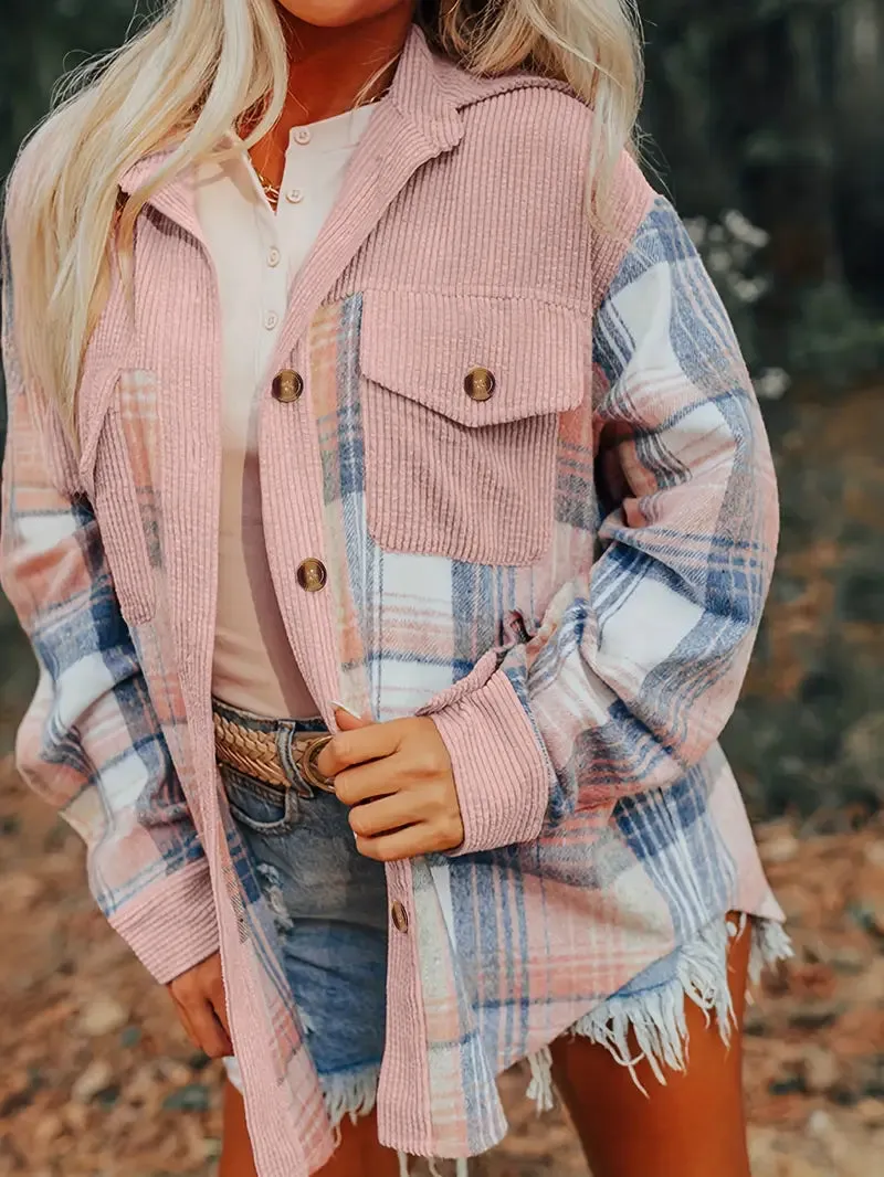 RITA™ - PLAID PRINT DROP SHOULDER JACKET