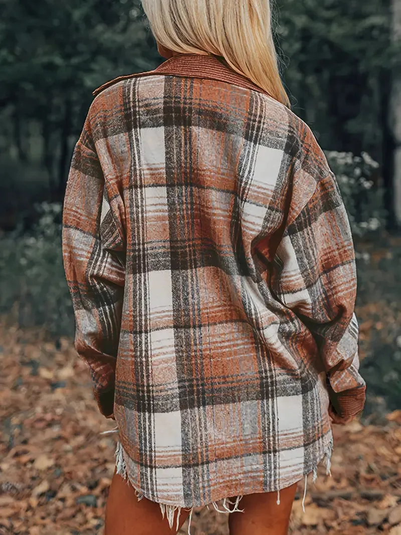 RITA™ - PLAID PRINT DROP SHOULDER JACKET