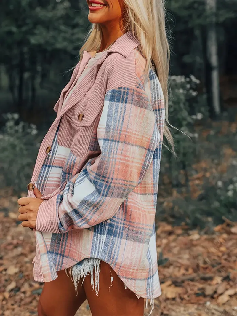 RITA™ - PLAID PRINT DROP SHOULDER JACKET