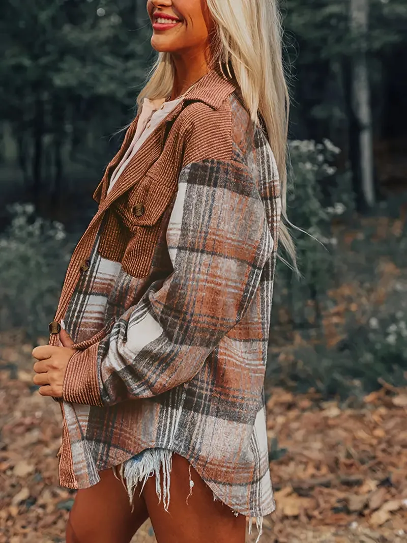 RITA™ - PLAID PRINT DROP SHOULDER JACKET