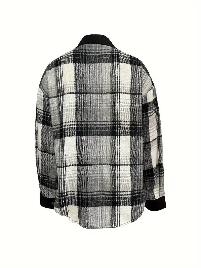 RITA™ - PLAID PRINT DROP SHOULDER JACKET