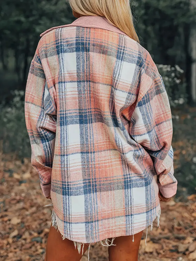 RITA™ - PLAID PRINT DROP SHOULDER JACKET