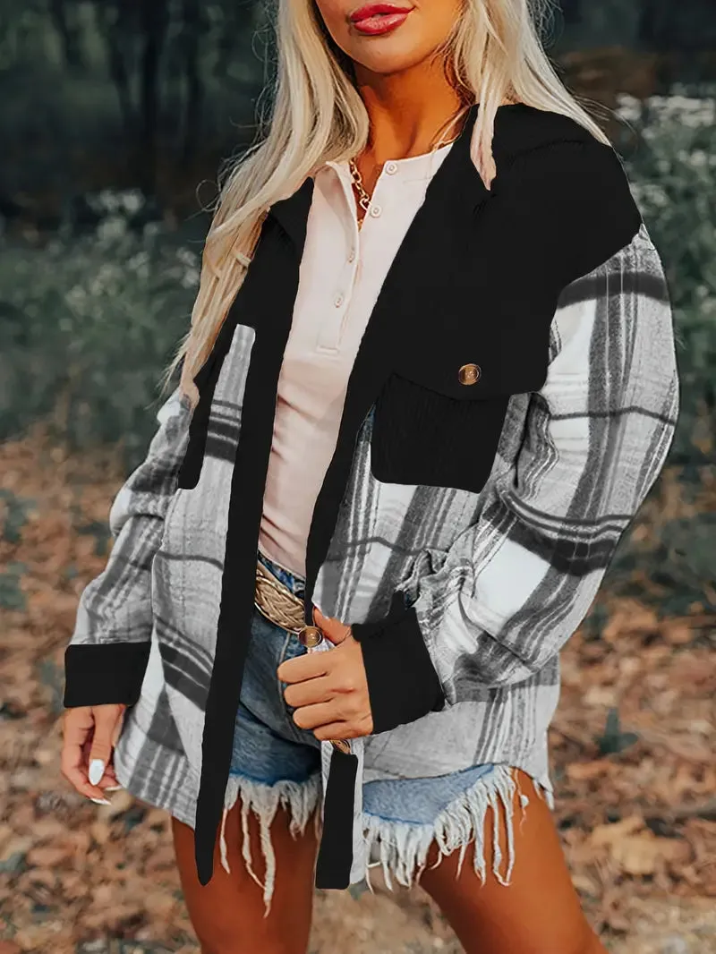 RITA™ - PLAID PRINT DROP SHOULDER JACKET