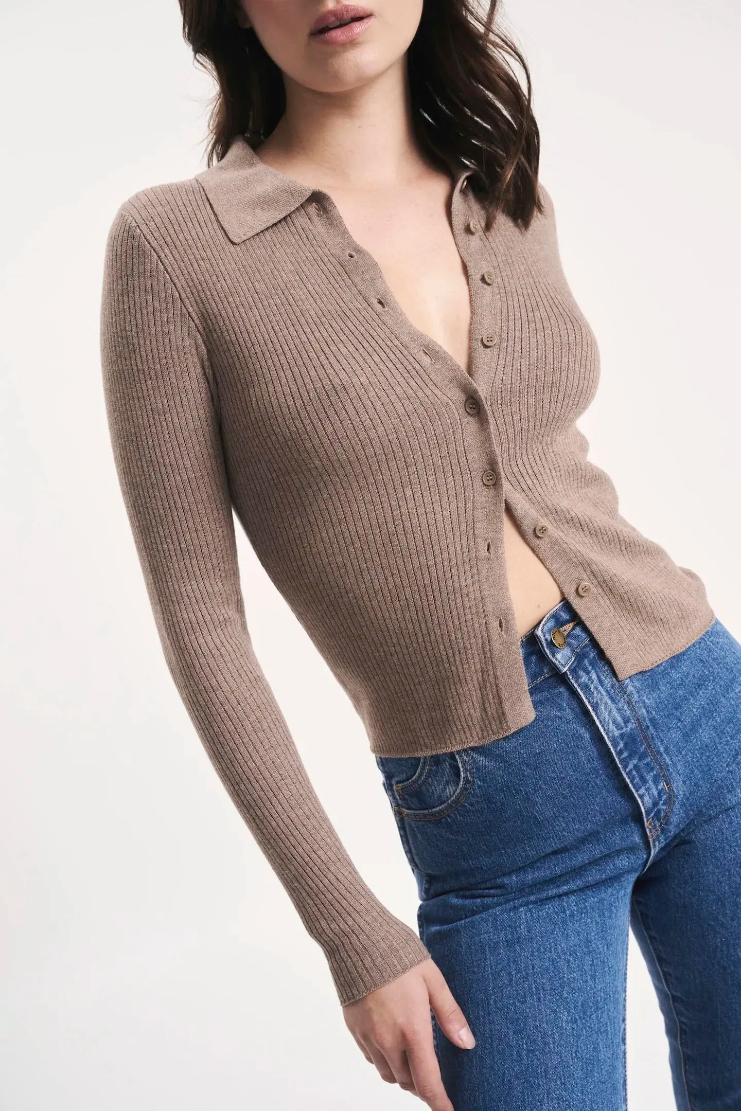 ROLLAS Womens Caroline Knit Longsleeve Top Mink