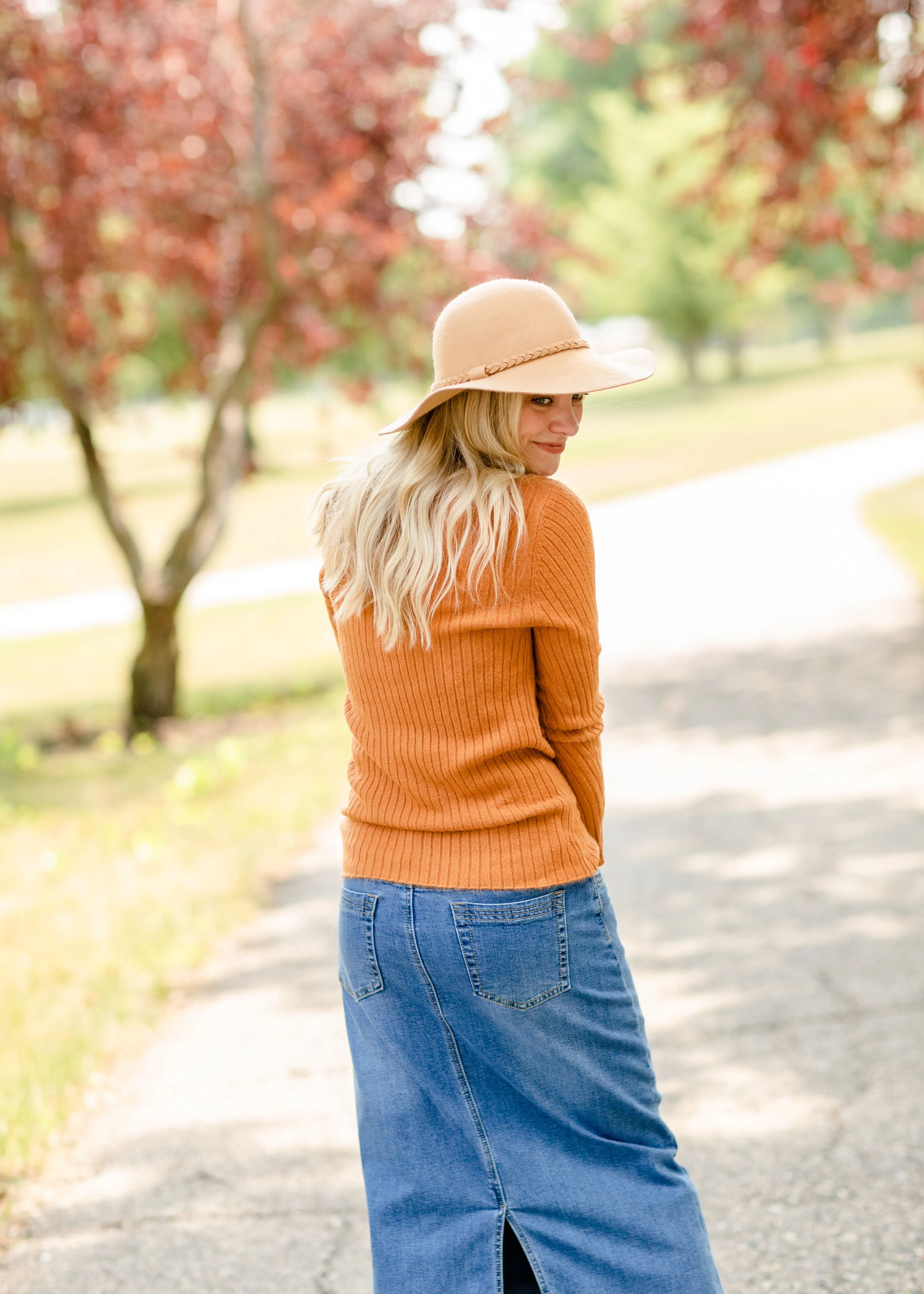 Rust Soft Knit Sweater Top