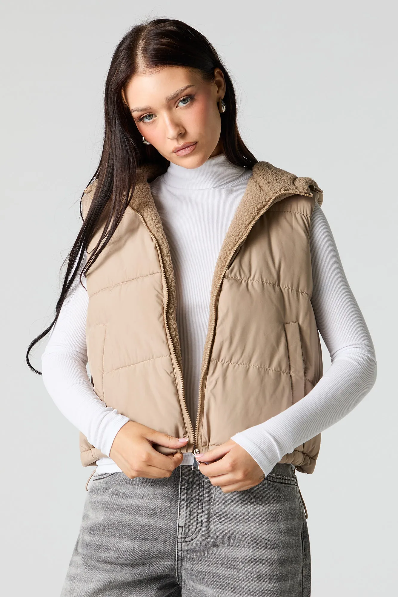 Sherpa Lined Puffer Vest