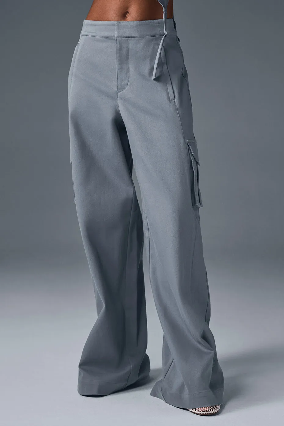 Show Off Cargo Wide Leg Trouser (Long) - Steel Grey