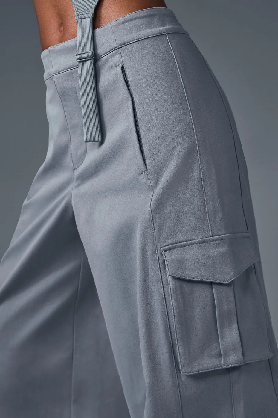 Show Off Cargo Wide Leg Trouser (Long) - Steel Grey