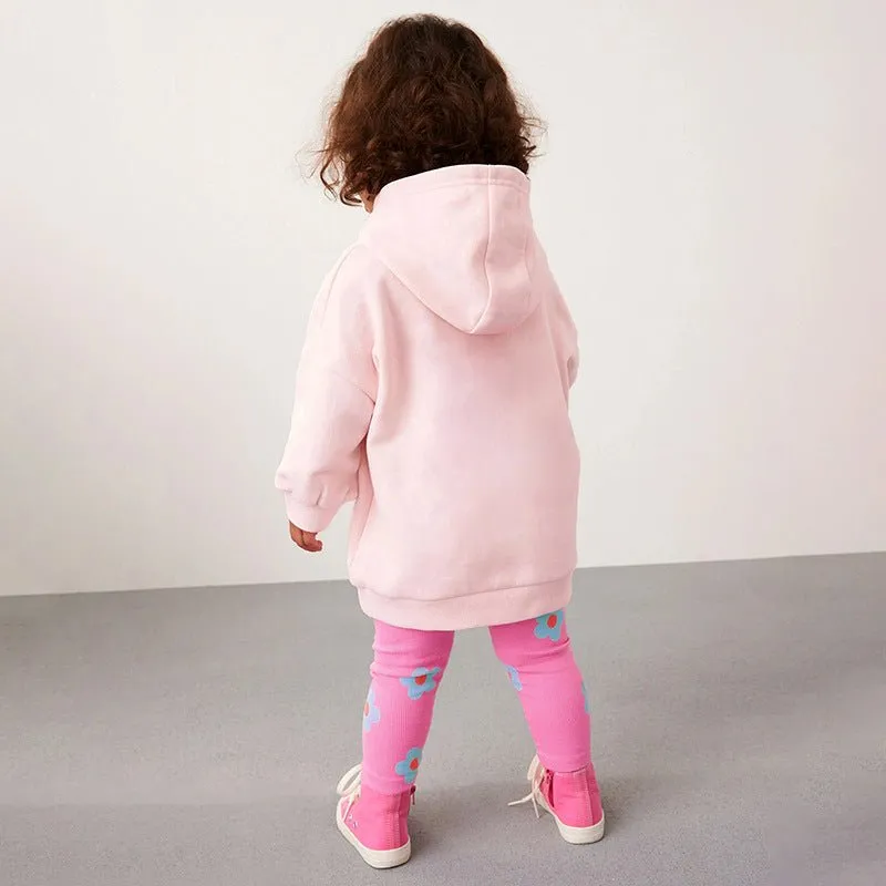 Toddler/Kid Girl's Bunny Print Design Pink Sweatshirt with Leggings Set