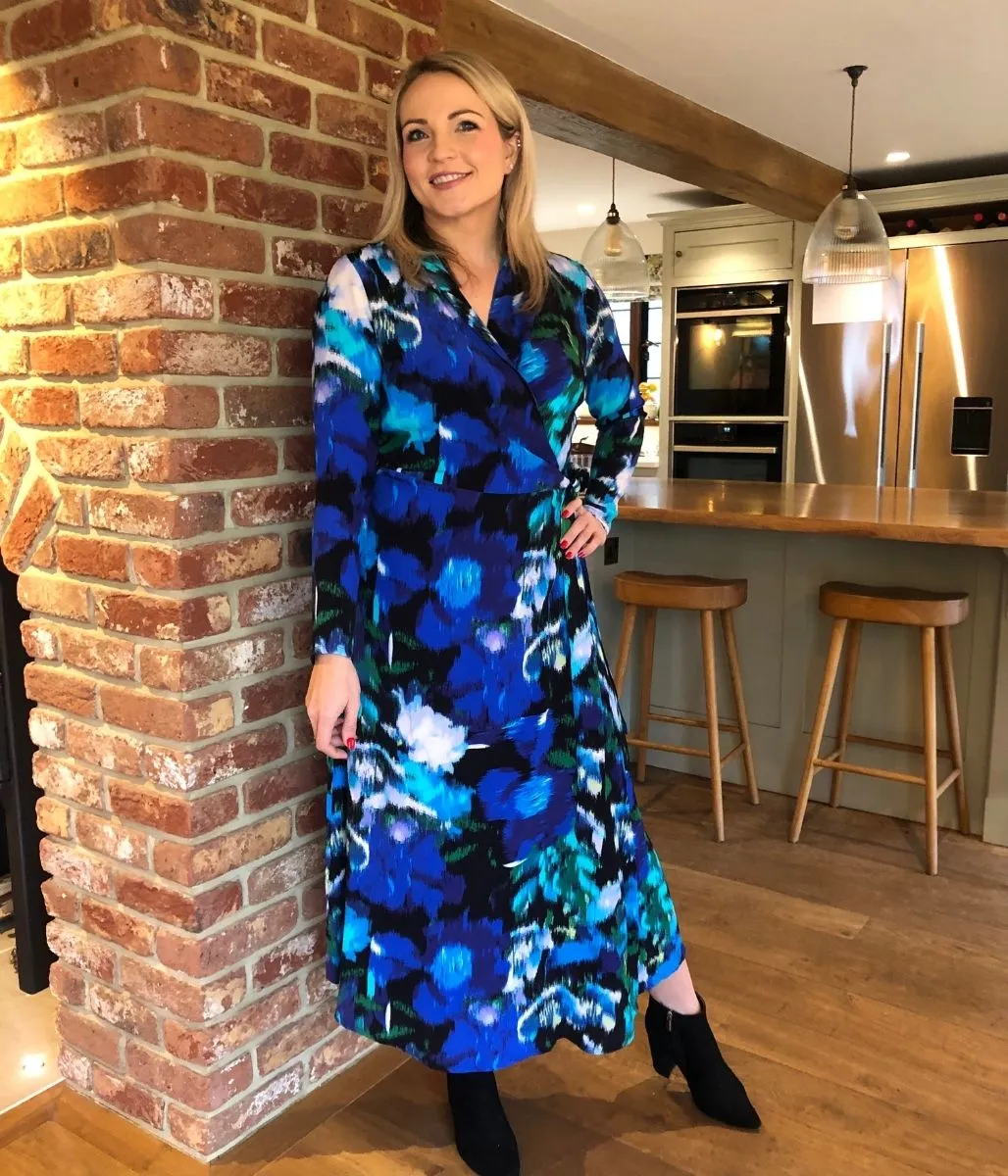 Vibrant Blue Wrap Midi Dress