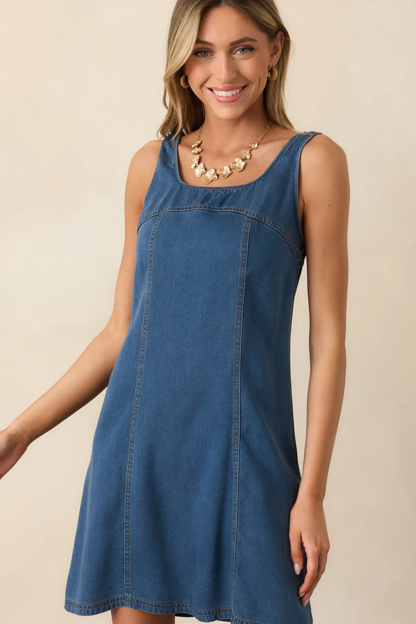 What It Means To Me Dark Wash Chambray Mini Dress