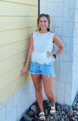 White Feathered Tank