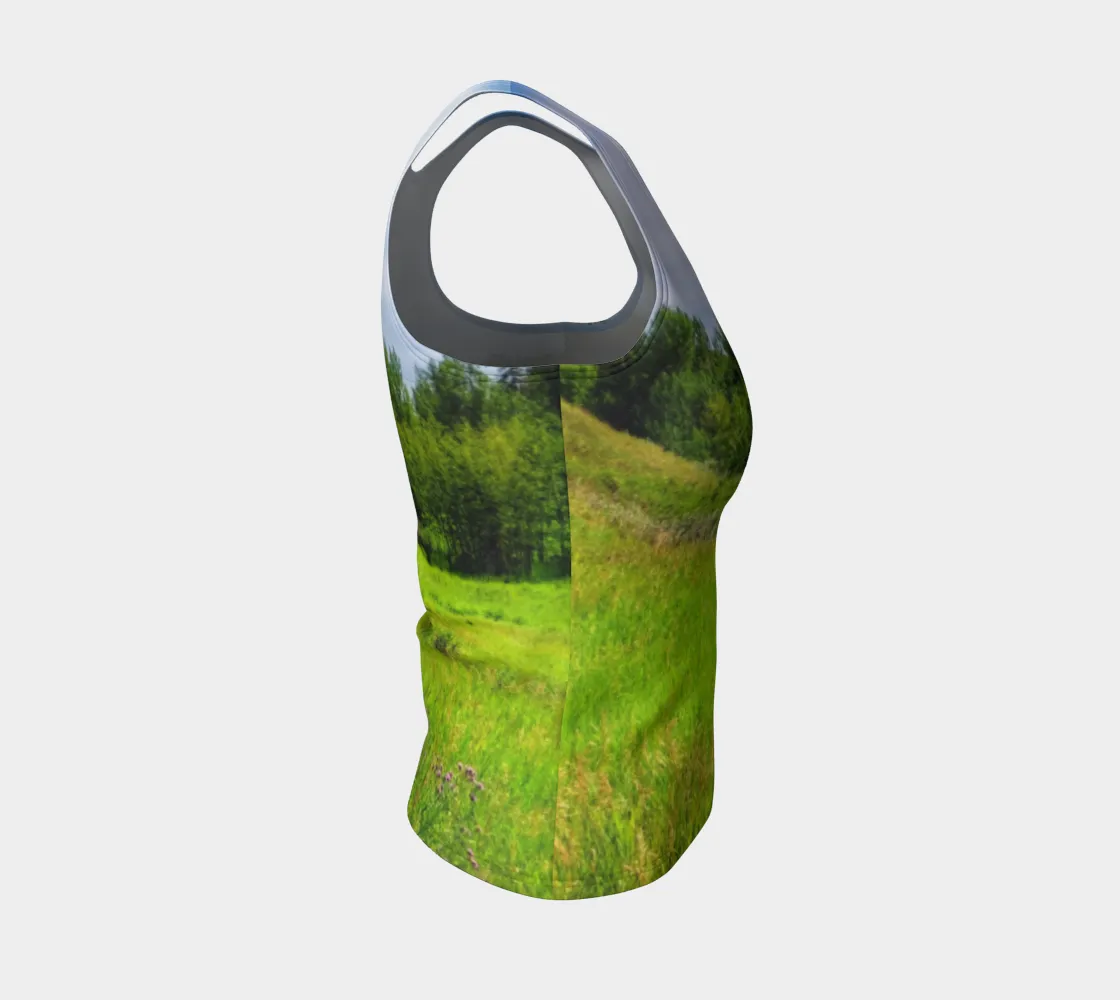 Women's All-Over Fitted Long Tank Top - Fish Creek Park Votier's Flats Meadow