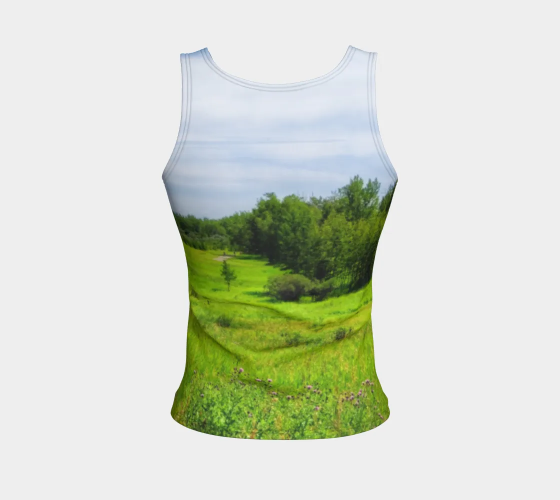 Women's All-Over Fitted Long Tank Top - Fish Creek Park Votier's Flats Meadow