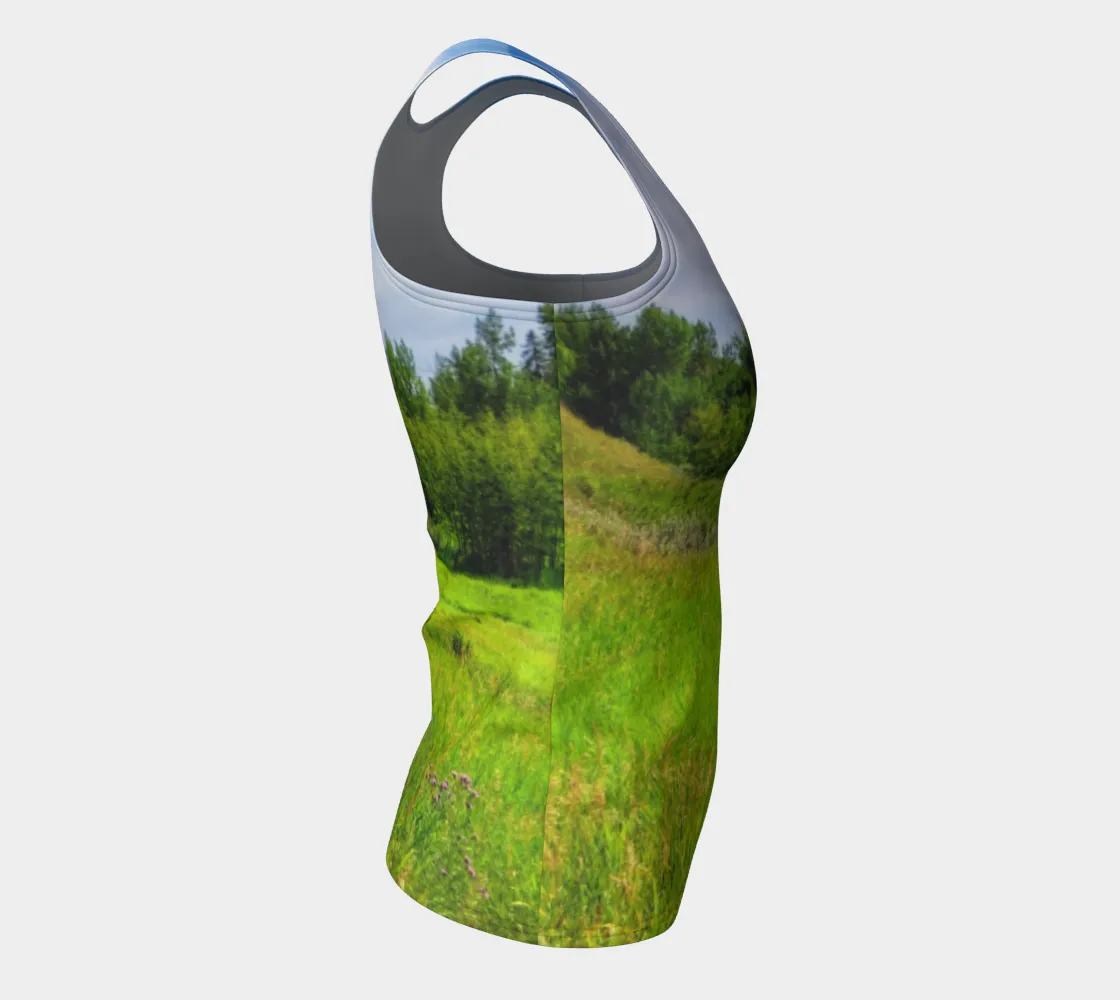 Women's All-Over Fitted Long Tank Top - Fish Creek Park Votier's Flats Meadow