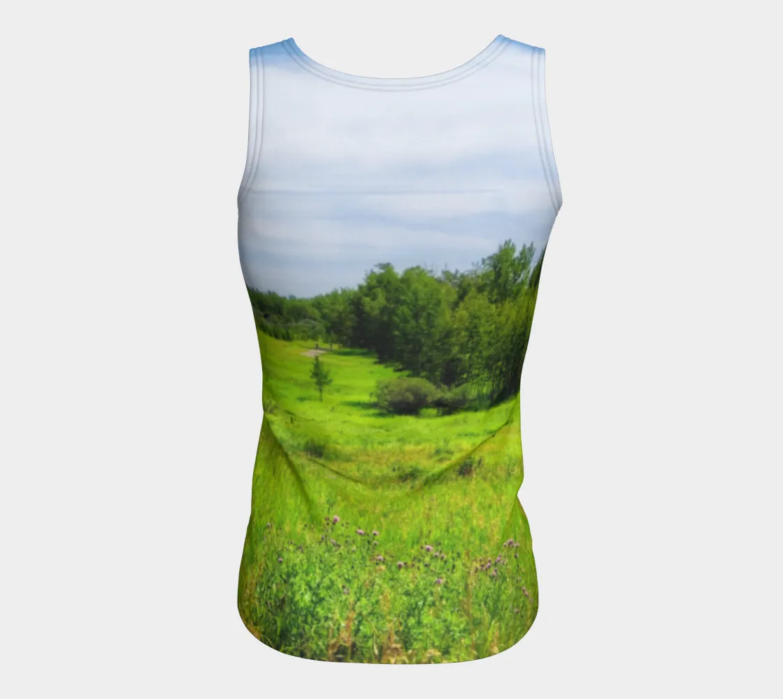 Women's All-Over Fitted Long Tank Top - Fish Creek Park Votier's Flats Meadow