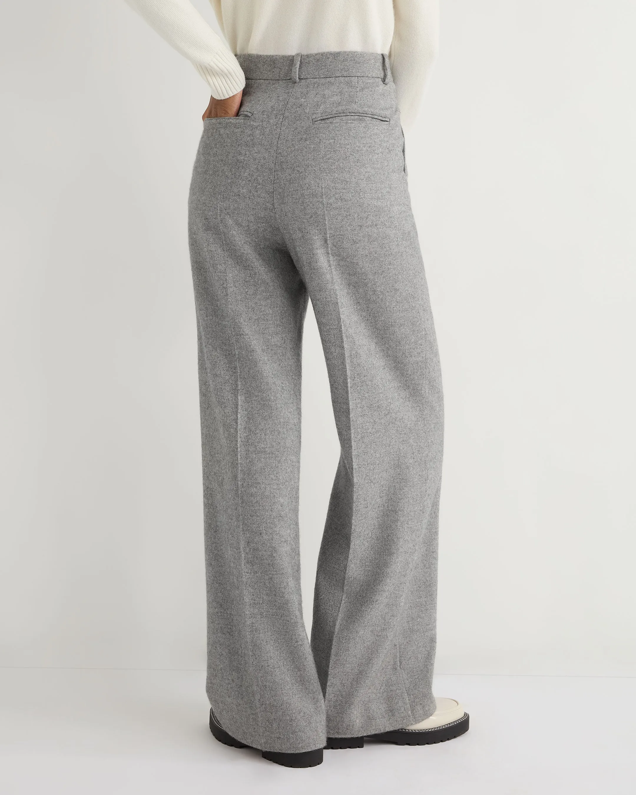 Women's Florence Herringbone Wide Leg Pant Grey