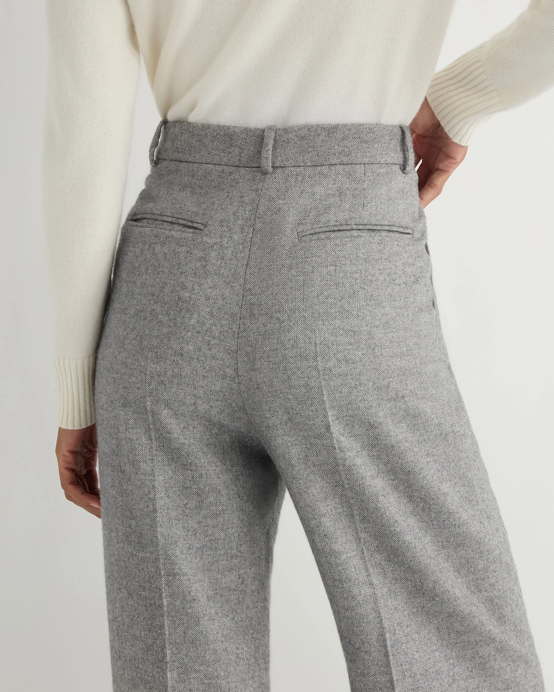 Women's Florence Herringbone Wide Leg Pant Grey