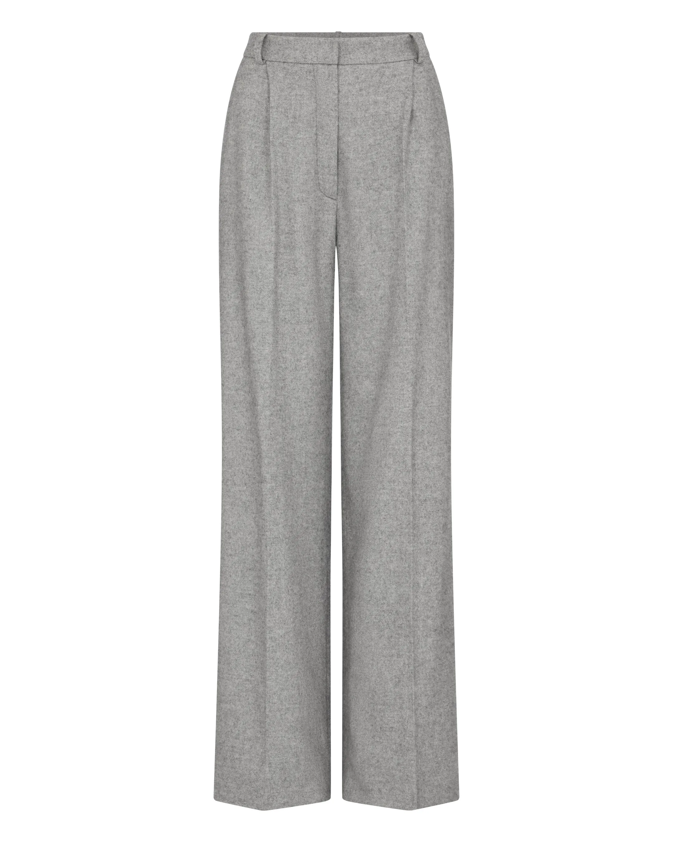 Women's Florence Herringbone Wide Leg Pant Grey