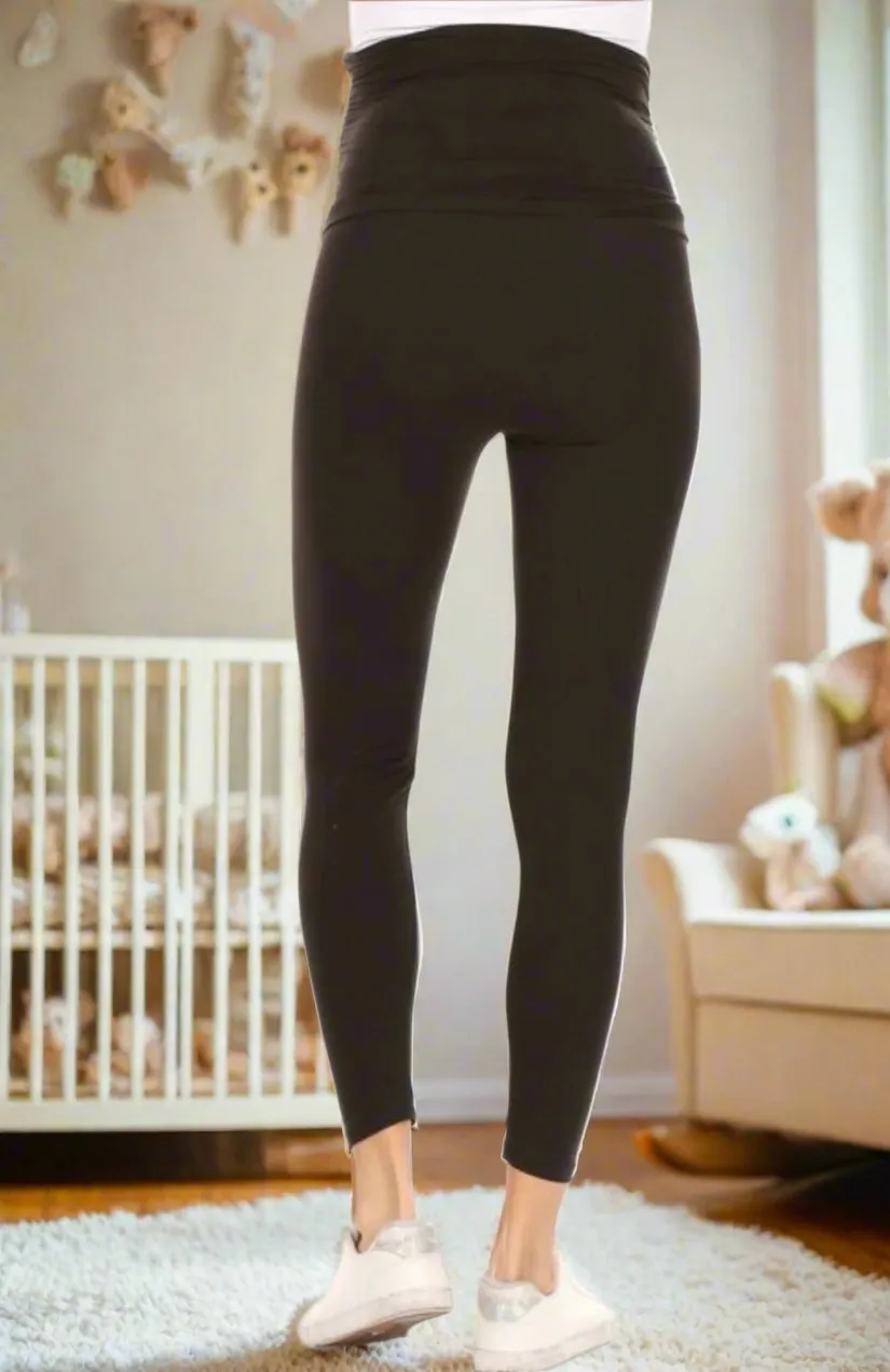 Womens Maternity Leggings, Soft Yoga Pants, Black Sizes S/M/L/XL