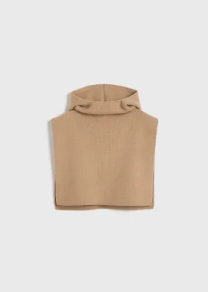 Wool cashmere hoodie bib camel