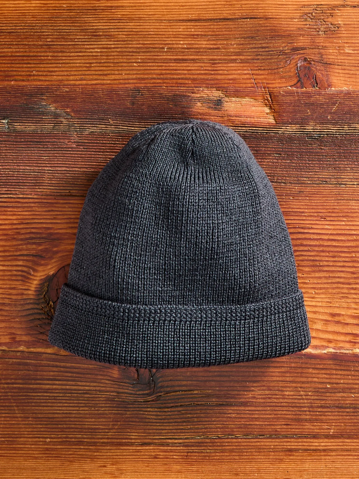 Wool Knit Watch Cap in Dark Charcoal