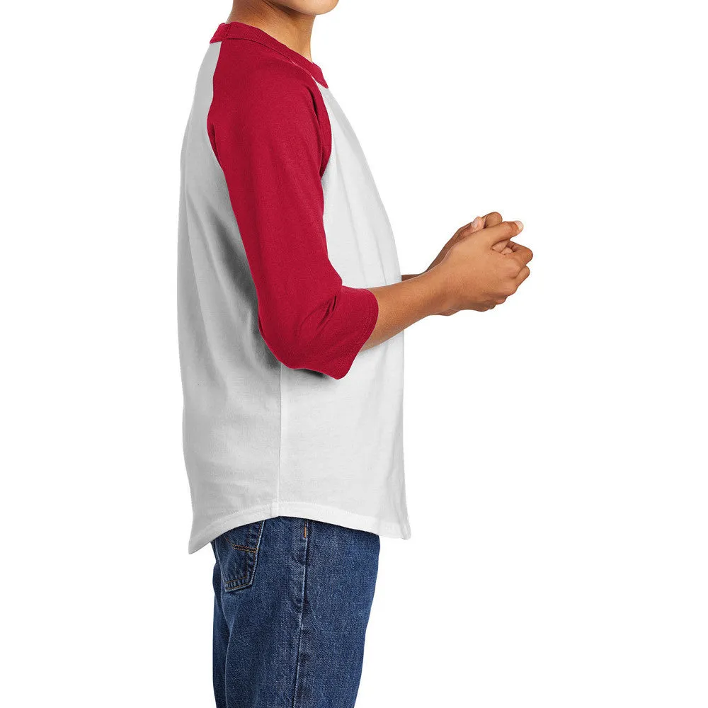 Youth 3/4 Sleeves Colorblock Raglan Baseball Soft Jersey