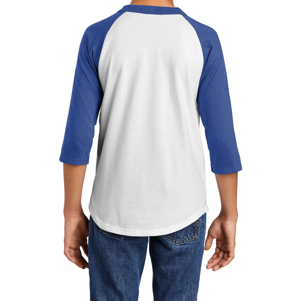 Youth 3/4 Sleeves Colorblock Raglan Baseball Soft Jersey