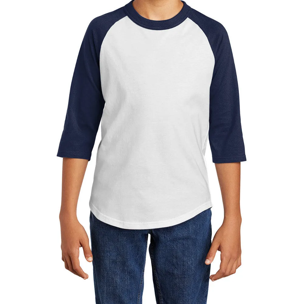 Youth 3/4 Sleeves Colorblock Raglan Baseball Soft Jersey