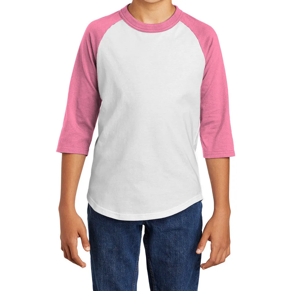 Youth 3/4 Sleeves Colorblock Raglan Baseball Soft Jersey