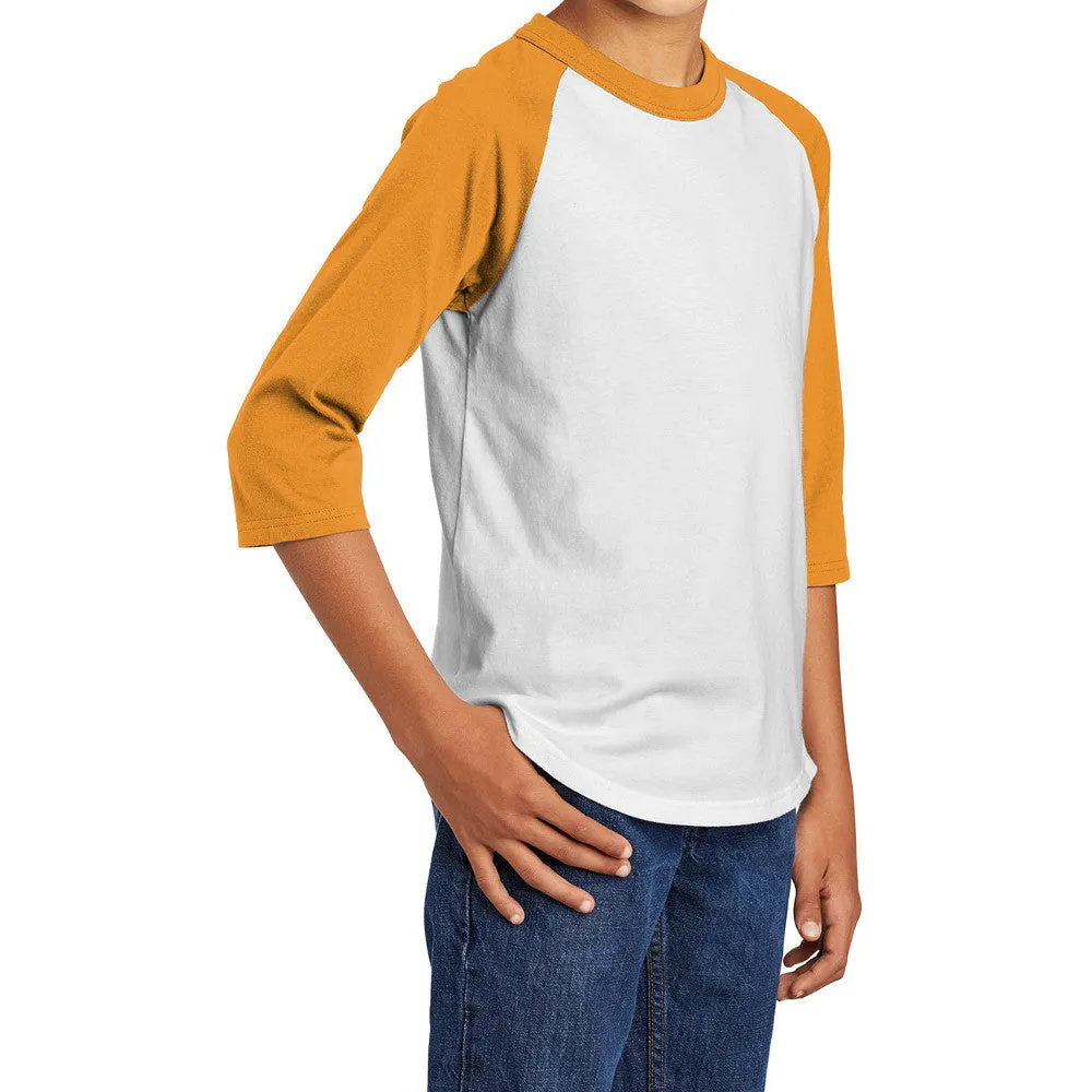 Youth 3/4 Sleeves Colorblock Raglan Baseball Soft Jersey