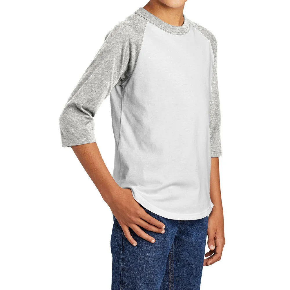 Youth 3/4 Sleeves Colorblock Raglan Baseball Soft Jersey