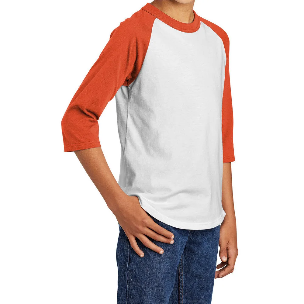 Youth 3/4 Sleeves Colorblock Raglan Baseball Soft Jersey