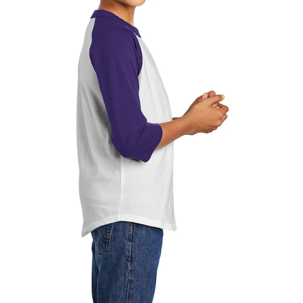 Youth 3/4 Sleeves Colorblock Raglan Baseball Soft Jersey